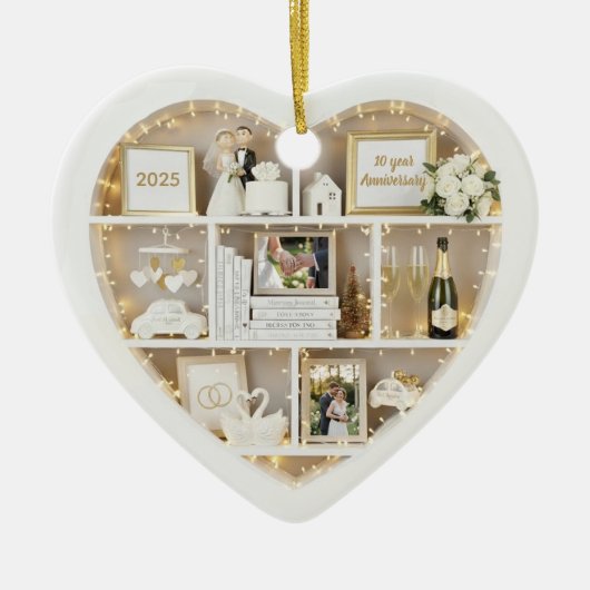 Tiny Shelves Personalized Wedding Anniversary Keramisch Ornament (Voorkant)