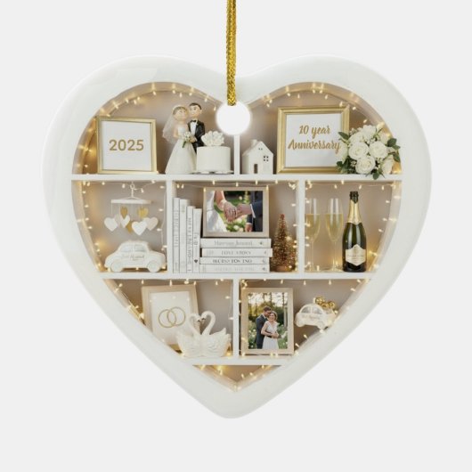 Tiny Shelves Personalized Wedding Anniversary Keramisch Ornament (Achterkant)