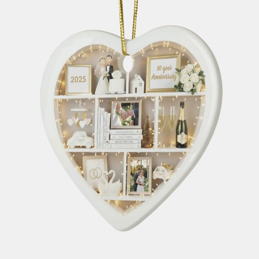Tiny Shelves Personalized Wedding Anniversary Keramisch Ornament (Links)