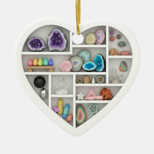 Tiny Shelves Rock Collector 2Dprint Rocks Crystals Keramisch Ornament (Voorkant)