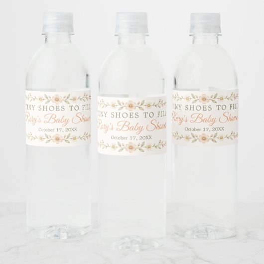 Tiny Shoes to Fill Bloemige Waterfles Label Etiket (Flessen)
