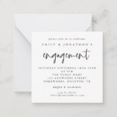 TINY| Simple Script Black White Verloving uitgenod Notitiekaartje (Voorkant)