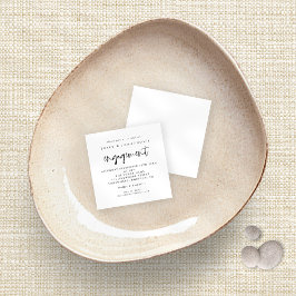 TINY| Simple Script Black White Verloving uitgenod Notitiekaartje