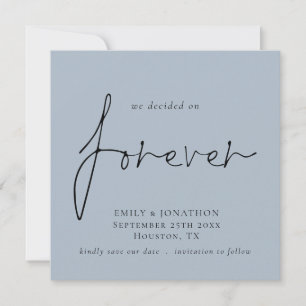 TINY SIZE Besloten op Forever Blue Save the Date Notitiekaartje