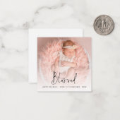 TINY SIZE | Blessed Photo Script Name Year Holiday Notitiekaartje (Voorkant / Achterkant in situ)