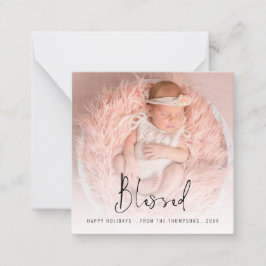 TINY SIZE | Blessed Photo Script Name Year Holiday Notitiekaartje