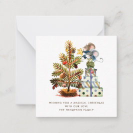 TINY SIZE Cute Mice kerstboomvakantie Kaart Notitiekaartje
