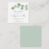 TINY SIZE | Modern Eucalyptusscript slaat de datum Notitiekaartje (Voorkant / Achterkant)