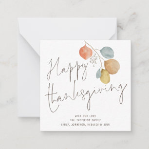 TINY SIZE Trendy Foliage Happy Thanksgiving Kaart Notitiekaartje