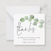 TINY SIZEEucalyptus Script Photo Weddenschap Bedan Notitiekaartje (Voorkant)