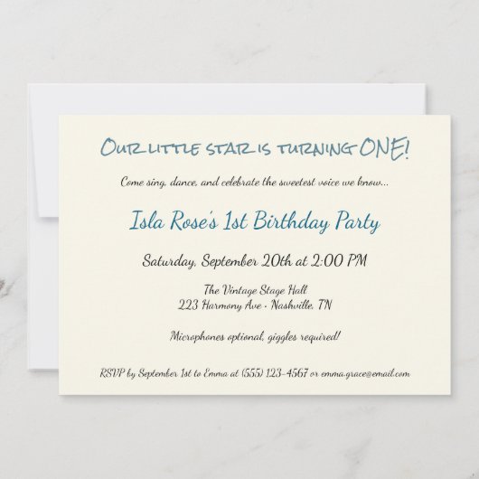 Tiny Songbird - 1e verjaardag meisje Kaart (Achterkant)