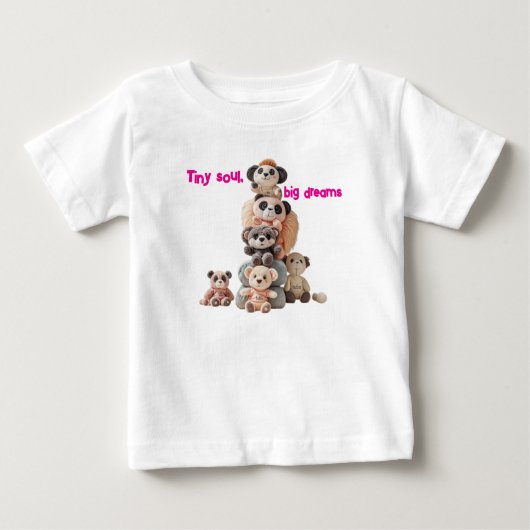 "Tiny Soul, Big Dreams" Teddybeer T-Shirt voor Peu (Voorkant)