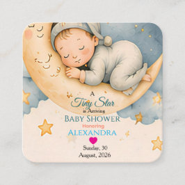 Tiny Star Is Arriving Baby Shower Collectie Informatiekaartje