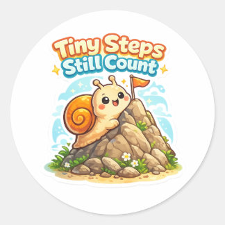 Tiny Steps Still Count - Inspirational Snail Ronde Sticker