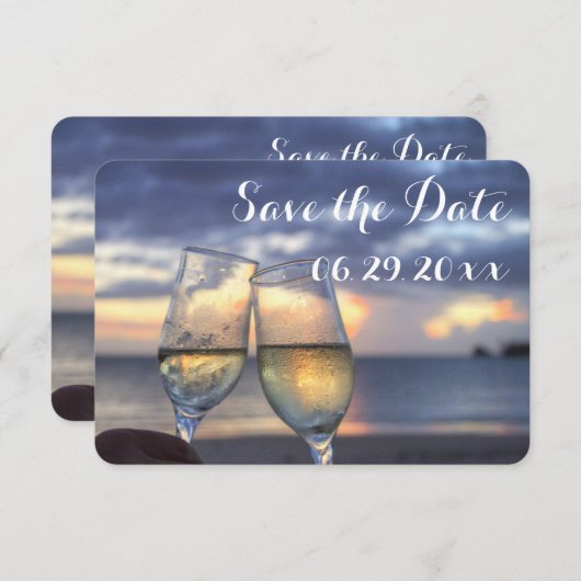 Tiny Sunset Beach Save The Date Kaarten (Voorkant / Achterkant)