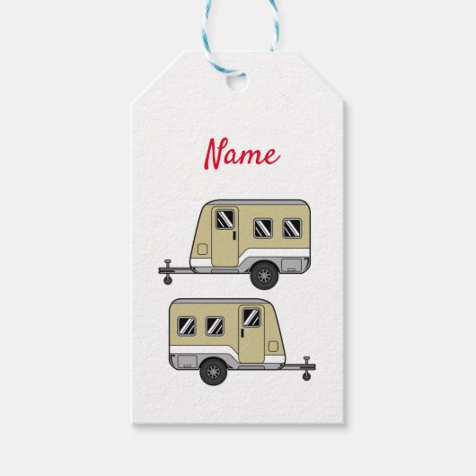 Tiny Tan Caravan Camper Thunder_Cove Cadeaulabel (Voorkant)