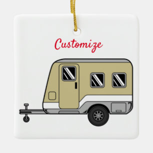 Tiny Tan Caravan Camper Thunder_Cove Keramisch Ornament