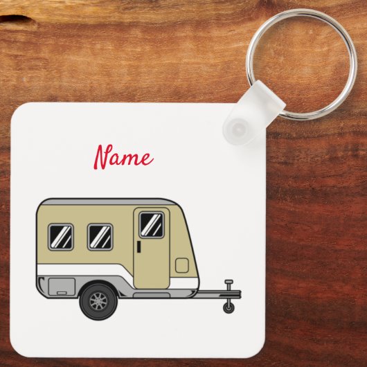 Tiny Tan Caravan Camper Thunder_Cove Sleutelhanger (Achterkant)