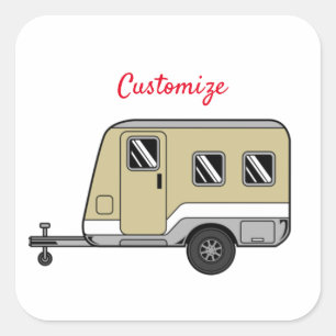 Tiny Tan Caravan Camper Thunder_Cove Vierkante Sticker