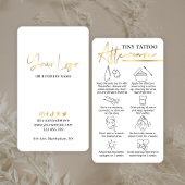 Tiny Tattoo Aftercare Guide Elegant Gold PMU Visitekaartje