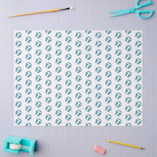 tiny teal white volleyballs pattern tissuepapier (Craft)