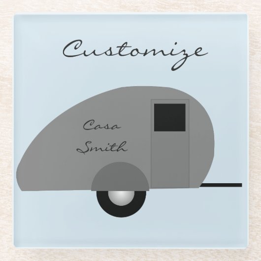 Tiny Teardrop Trailer Thunder_Cove Glazen Onderzetter (Voorkant)