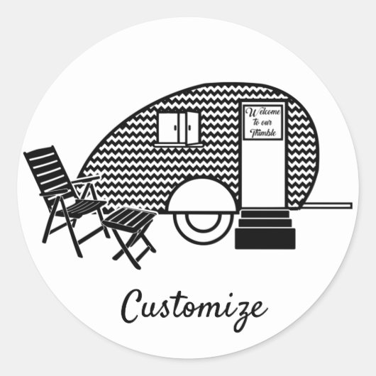 Tiny Teardrop Trailer Thunder_Cove Ronde Sticker (Voorkant)