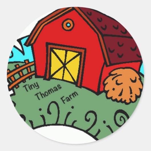 Tiny Thomas boerderij Ronde Sticker (Voorkant)
