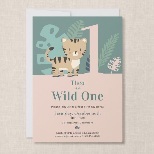 Tiny Tiger Wild One Eerste Verjaardag Kaart