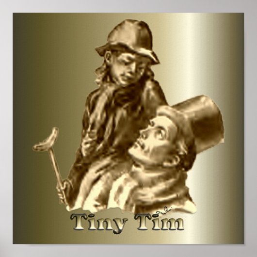 Tiny Tim KerstCarol met Bob Cratchit Poster (Voorkant)