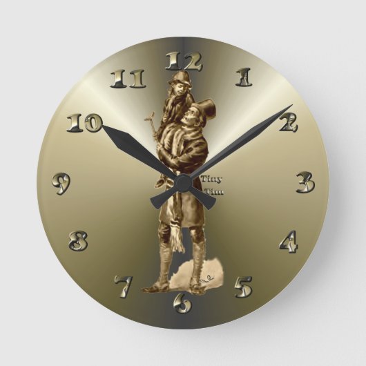Tiny Tim Kerstfeestay Gift Ronde Klok (Voorkant)