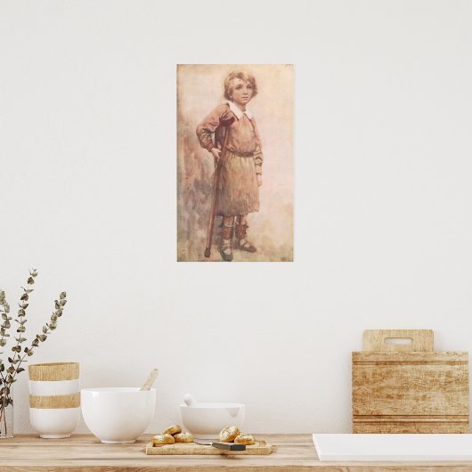 Tiny Tim...zijn actieve kleine kruis Poster (Keuken)