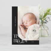 Tiny Toes Big Joy Black Foto Geboorte Aankondiging (Staand voorkant)