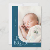 Tiny Toes Big Joy Blauwgroen foto Geboorte Aankondiging (Voorkant)