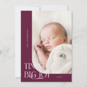 Tiny Toes Big Joy Cranberry Foto Geboorte Aankondiging (Voorkant)