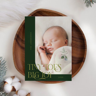 Tiny Toes Big Joy Green Foto Geboorte Aankondiging