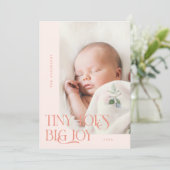 Tiny Toes Big Joy Peach Fotogeboorteaankondiging Aankondiging (Staand voorkant)