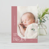 Tiny Toes Big Joy Pink Foto Aankondiging Geboorte (Staand voorkant)