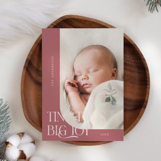 Tiny Toes Big Joy Pink Foto Aankondiging Geboorte