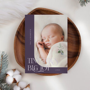 Tiny Toes Big Joy Plum Foto Geboorte Aankondiging