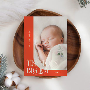 Tiny Toes Big Joy Red Foto Geboorte Aankondiging