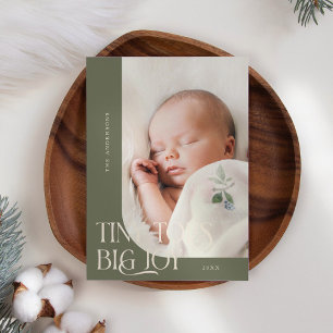Tiny Toes Big Joy Sage Green Foto Geboorte Aankondiging