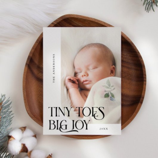 Tiny Toes Big Joy White Foto Aankondiging Geboorte