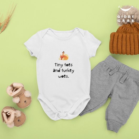 Tiny Toes en Turkije Wees Funny Thanksgiving Romper