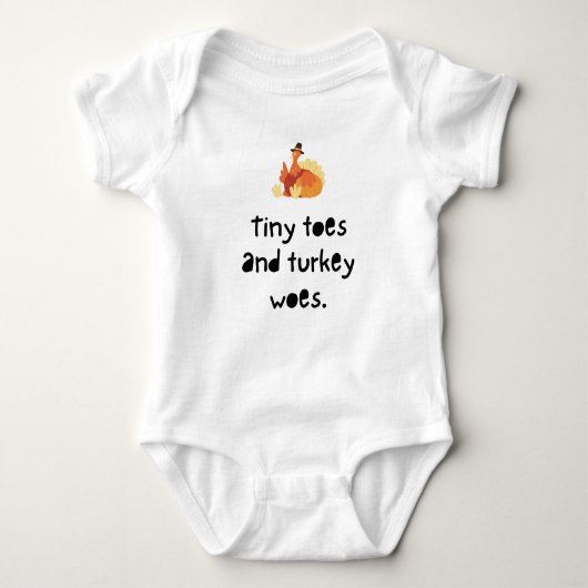 Tiny Toes en Turkije Wees Funny Thanksgiving Romper (Voorkant)