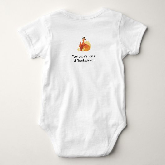 Tiny Toes en Turkije Wees Funny Thanksgiving Romper (Achterkant)