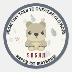 Tiny Toes: Happy 1st Verjaardag Ronde Sticker