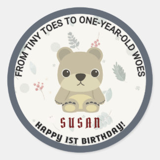 Tiny Toes: Happy 1st Verjaardag Ronde Sticker