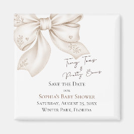 Tiny Toes Pretty Bows Baby Shower Save The Date Magneet