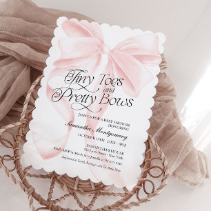Tiny Toes Pretty Bows Coquette Baby Uitnodiging